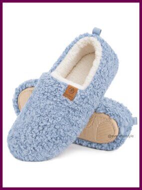 Curly Slippers Memory Foam Faux Wool Slip On House Shoes